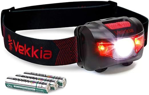 Vekkia Ultra Bright LED Headlamp-5 Lighting Modes,White & Red LEDs Head Lamp, Camping Accessories... | Amazon (US)