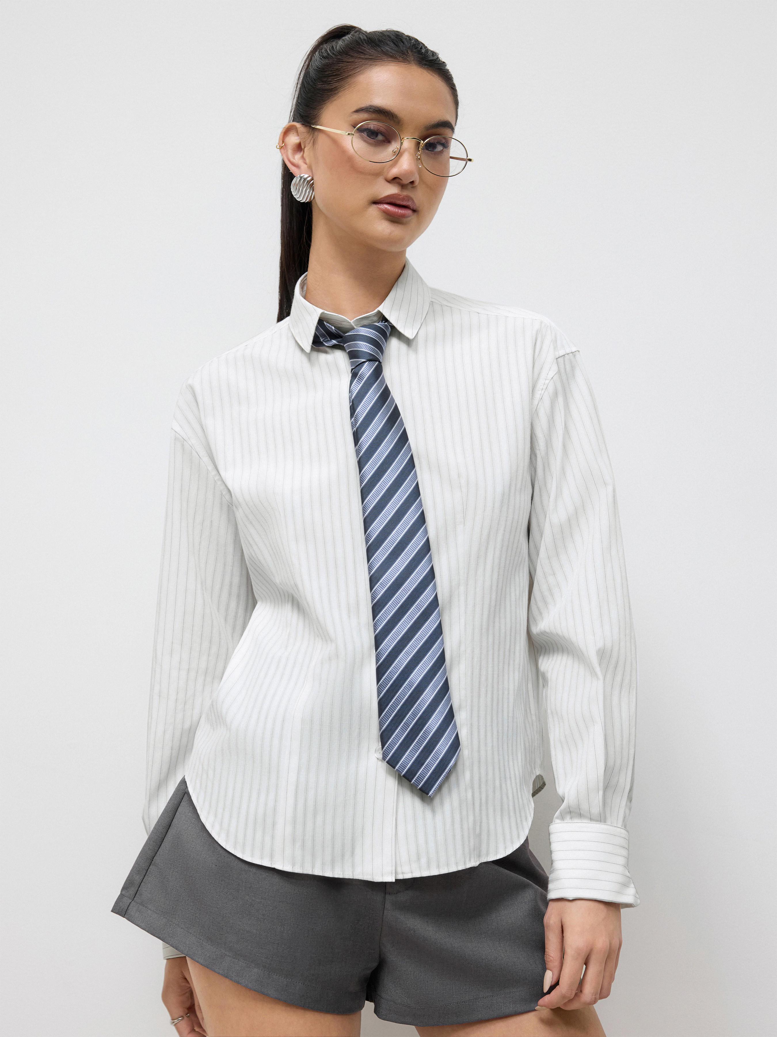 Woven Cotton-blend Polo Striped Shirt For Work | Cider