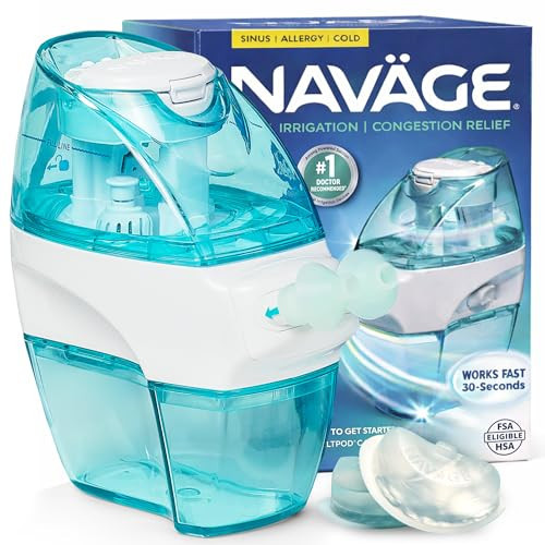 Navage® Starter Bundle – Nasal Irrigation System - Saline Nasal Rinse Kit with 1 Nose Cleaner and 30 SaltPods for Congestion Relief ($109 Value). Sinus Rinse for Clinically Proven Benefits | Amazon (US)