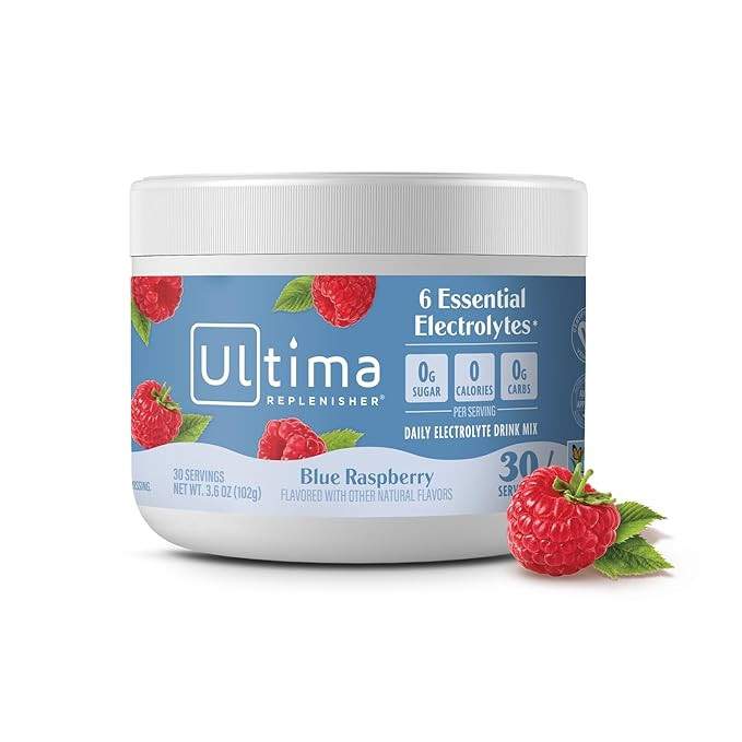 Ultima Replenisher Daily Electrolyte Powder Drink Mix – Sugar Free – Blue Raspberry, 30 Servi... | Amazon (US)