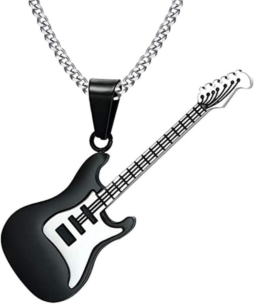 JTTBIGV Steel Men's Stainless Steel Rock Electric Guitar Bass Pendant Necklace with 24" Chain Gif... | Amazon (US)