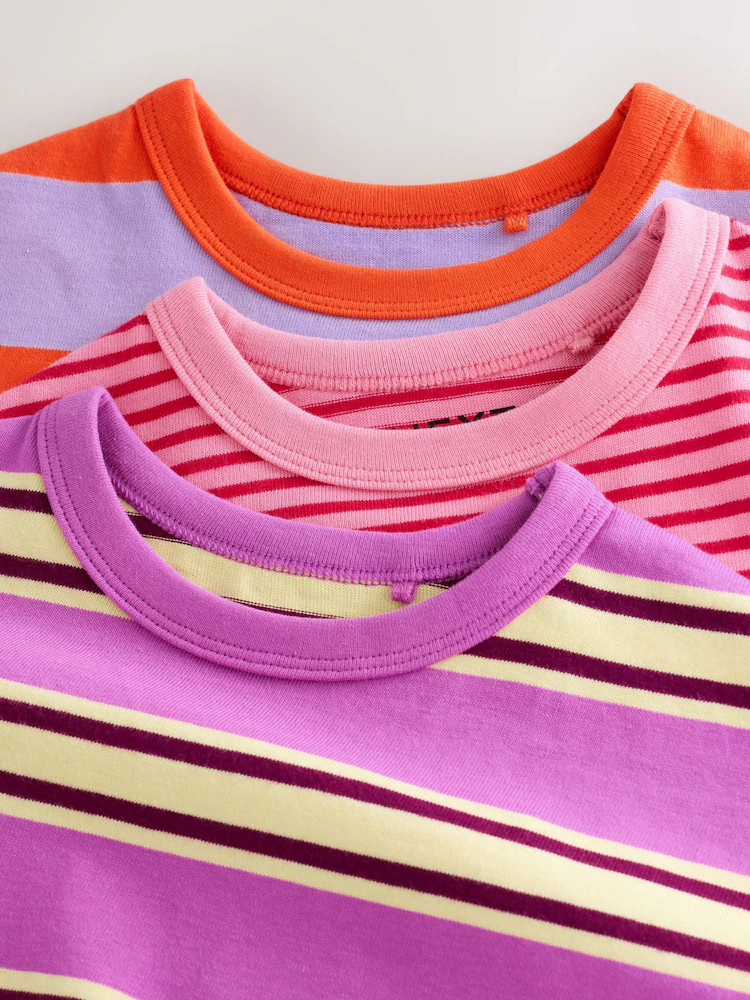 Pink/Purple Stripe T-Shirts 3 Pack (3mths-7yrs) | Next US
