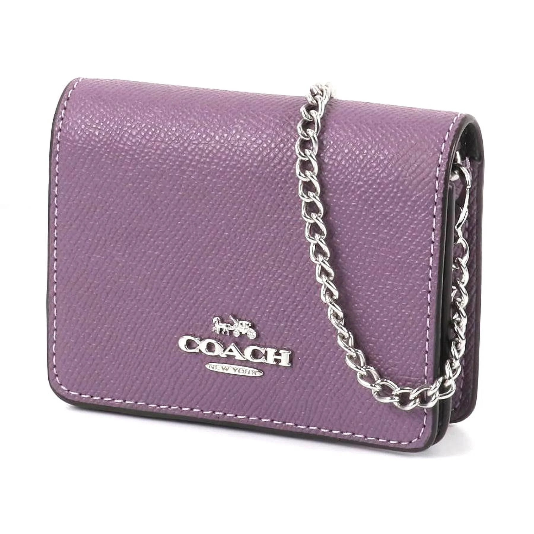 Coach Women's Crossgrain Leather Micro Wallet On A Chain Card Case (Amethyst) | Walmart (US)