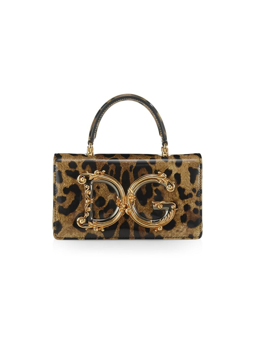 DG Leopard Leather Top-Handle Bag | Saks Fifth Avenue