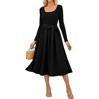 GRACE KARIN Long Sleeve Dresses for Women 2025 Fall Outfits Puff Crewneck Wedding Guest Casual Dr... | Amazon (US)