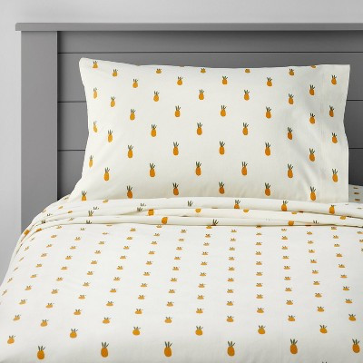 Toddler Pineapple Cotton Kids' Sheet Set - Pillowfort™: OEKO-TEX Certified, Peached Finish, Pillowcase & Bedding Set | Target