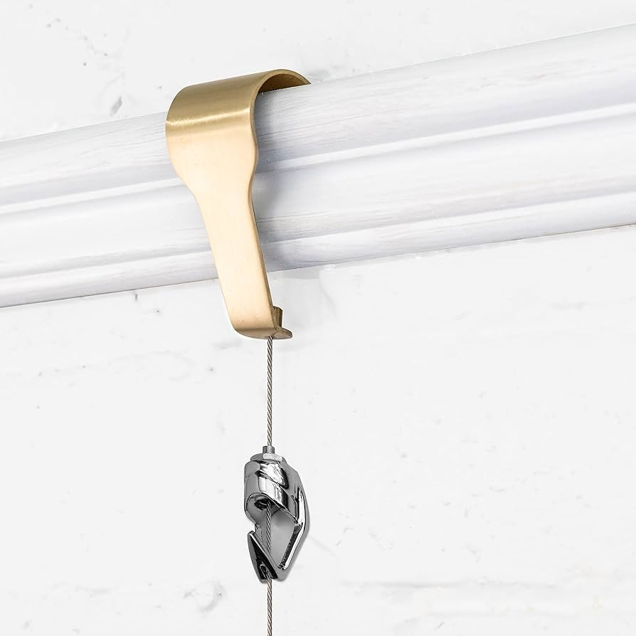 Picture Rail Molding Hook Art Hangers, Gallery Quality, Instantly Adjustable: 5 Brass Hangers with 6 | Amazon (US)