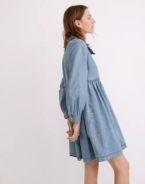 Ruffle-Collar Faux-Wrap Dress: TENCEL™ Denim Edition | Madewell
