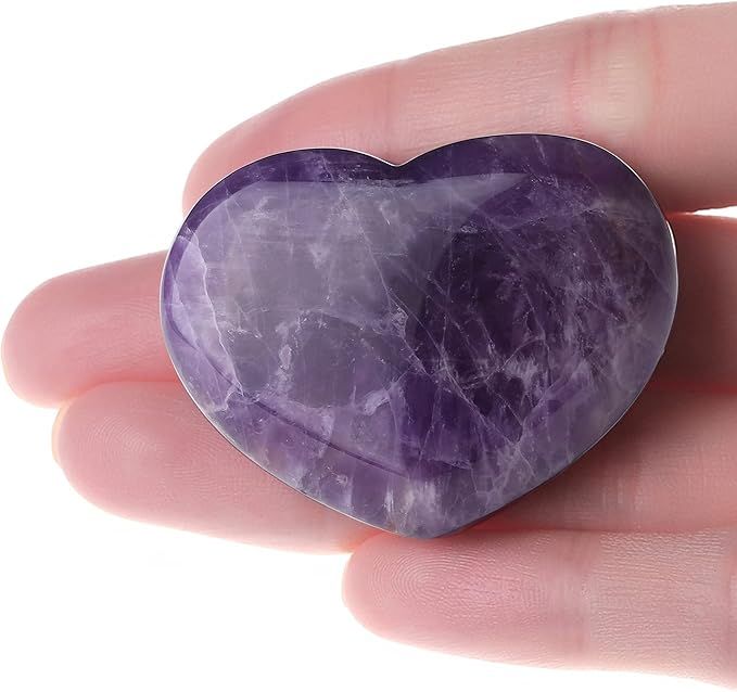 MAIBAOTA 1.8" Healing Crystals Amethyst Heart Gemstone Natural Reiki Quartz Love Crystal Decor Po... | Amazon (US)