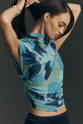 Maeve Mock-Neck Mesh Muscle Top | Anthropologie (US)