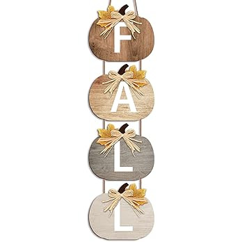 Vicenpal Thanksgiving Fall Signs Wooden Pumpkin Fall Sign Rustic Wooden Hanging Wall Sign for Fro... | Amazon (US)