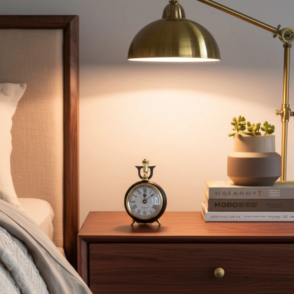 Table Clock Metal Glass Aluminum Roman Numerals Modern Trumpet Top Accent For Home Office Bedroom... | Wayfair North America