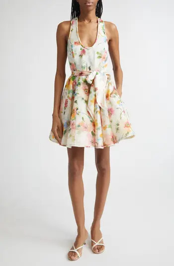 Alchemy Racerback Linen & Silk Skater Minidress | Nordstrom