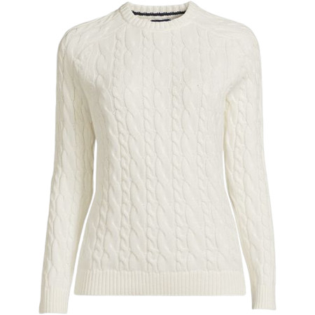 Women's Cotton Drifter Cable Crew Neck Sweater | Lands' End (US)