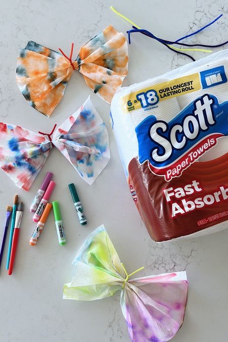 Adorable springtime craft project idea: Cutie tie-dye paper towel butterflies! 🦋🎨 #ad Just grab @scottproducts’s new collection of super-absorbent paper towels from @Target to make the butterflies, color them with water and then paint them with water to get the tie-due look. Bonus: The paper towel’s Rapid Ridges work FAST to clean up messes when you’re done with craft time, too! 
You can find the goods you need to make these butterflies and the Scott® Towels online or in-store at #Target! #TargetPartner #TargetStyle #ScottTowels #KeepLifeRolling #liketkit #LTKKids #LTKFamily