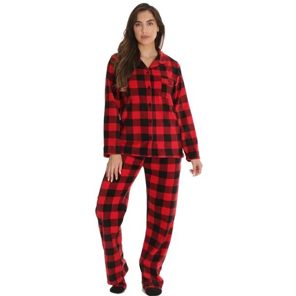 #followme Printed Fleece Family Pajamas - Buffalo Plaid (Buffalo Plaid - Womens, Womens Small) | Walmart (US)