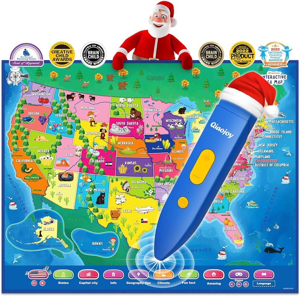 Qiaojoy V2 Interactive Kids Map Bilingual United States Map for Kids Learning, Educational Talkin... | Amazon (US)