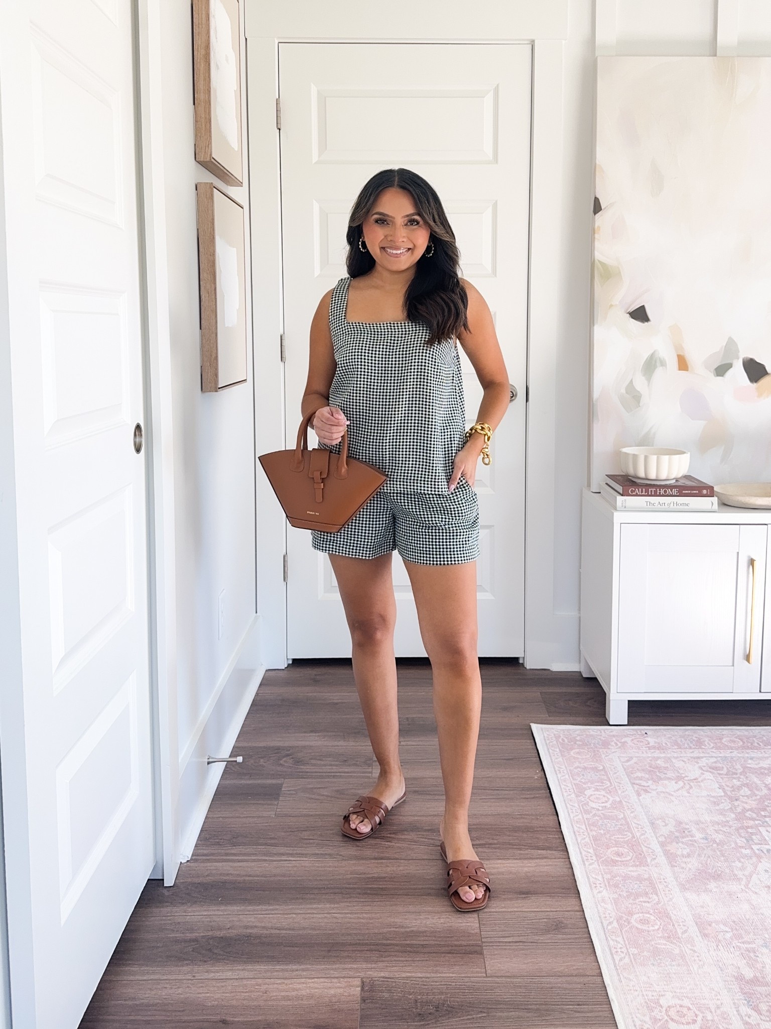 Black gingham top size xs TTS
Black gingham shorts size xs TTS
Brown sandals - old,s similar linked


#LTKPetite #LTKStyleTip #LTKSaleAlert