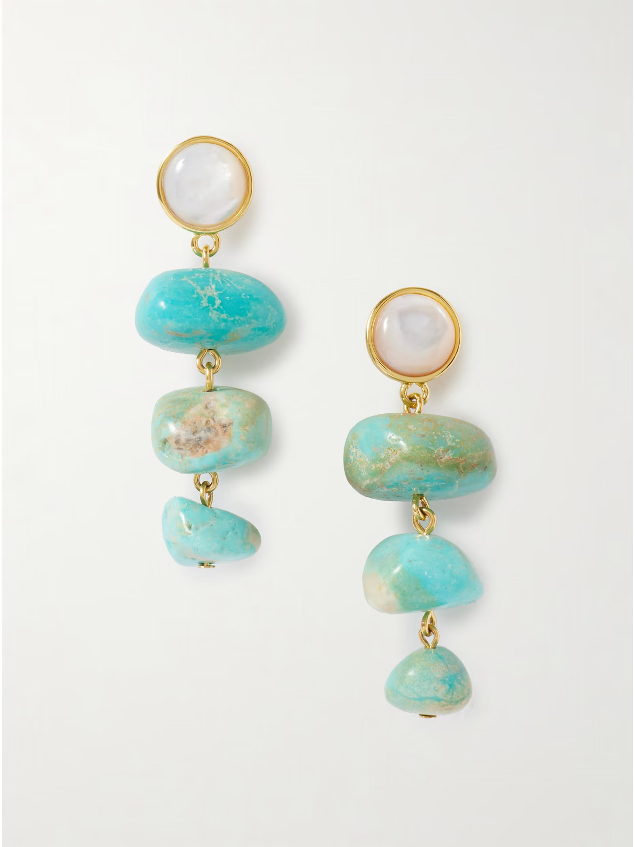 Lizzie Fortunato - Old World Gold-plated, Turquoise And Mother-of-pearl Earrings - Blue | NET-A-PORTER (UK & EU)