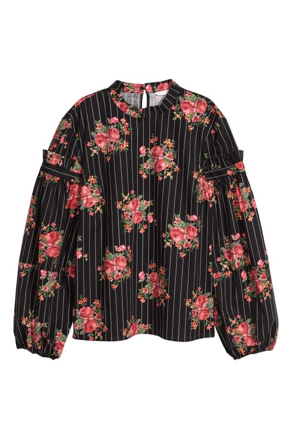 Cotton Balloon-sleeved Blouse | H&M (US)