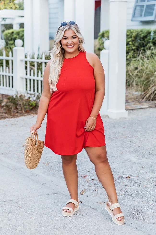 Unbreakable Love Red Ribbed Tank Dress | Pink Lily