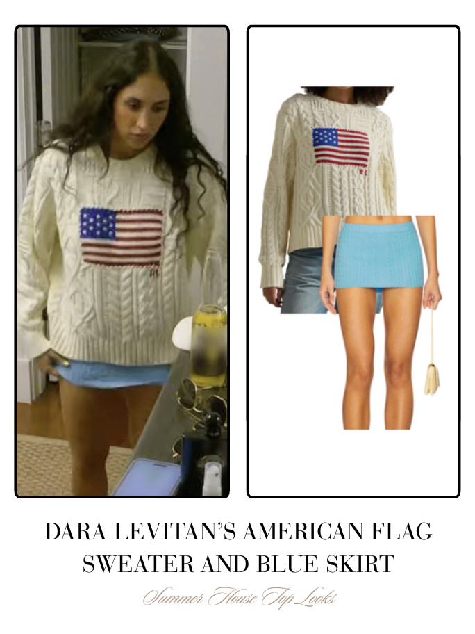 Dara Levitan's American Flag Sweater and Blue Skirt 

 