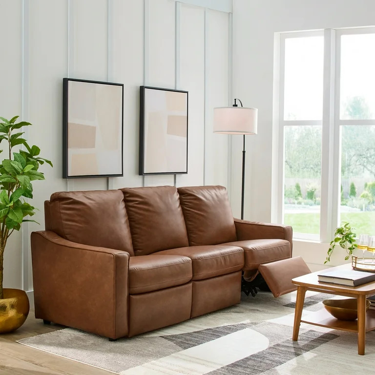 Better Homes & Gardens Allen Power Reclining Sofa, Cocoa Faux Leather | Walmart (US)