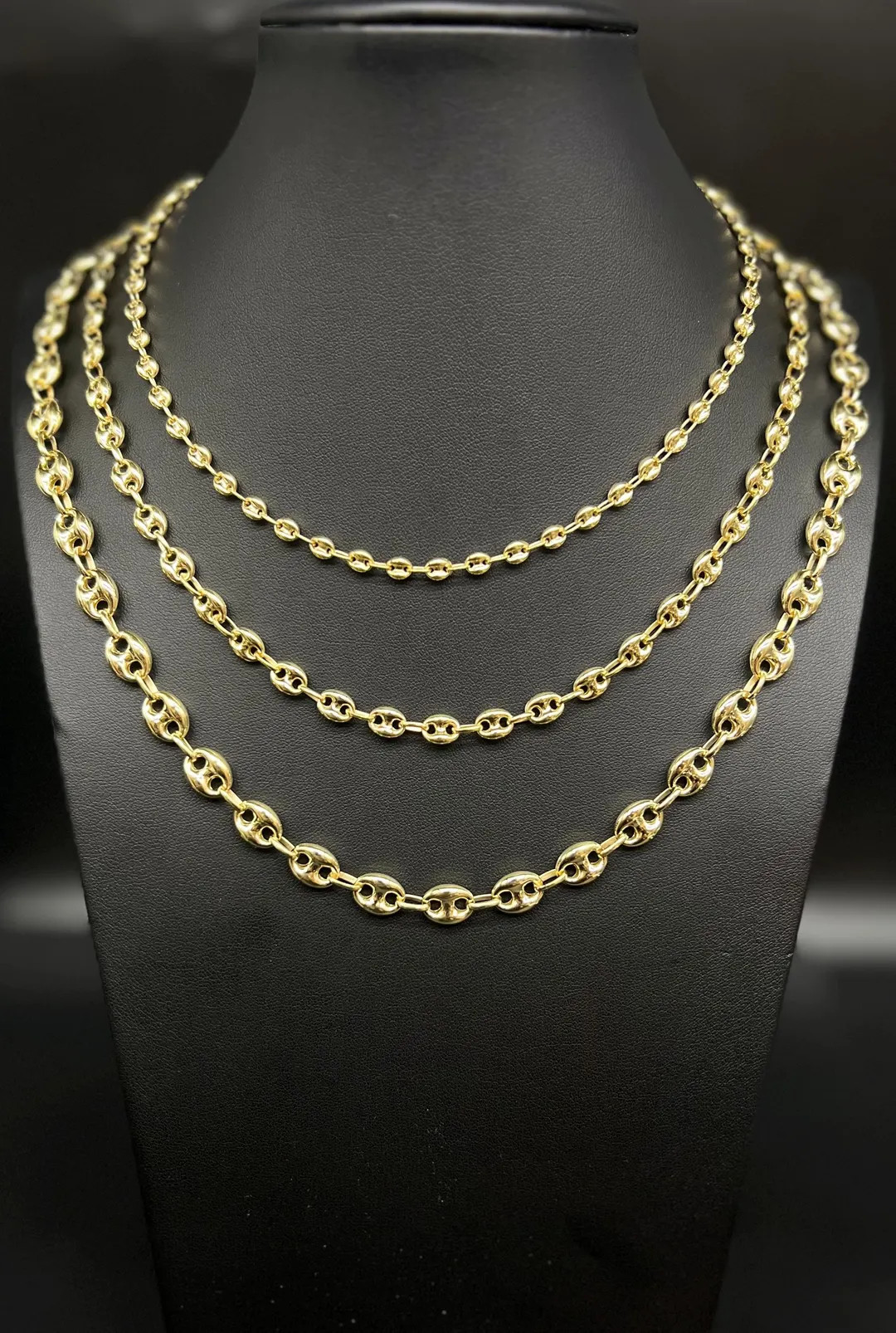 14K Real Gold Puffed Mariner Necklace, 14K Gold 4.5mm - 9mm  Puffed Mariner Necklace, 14k Women N... | Etsy (US)