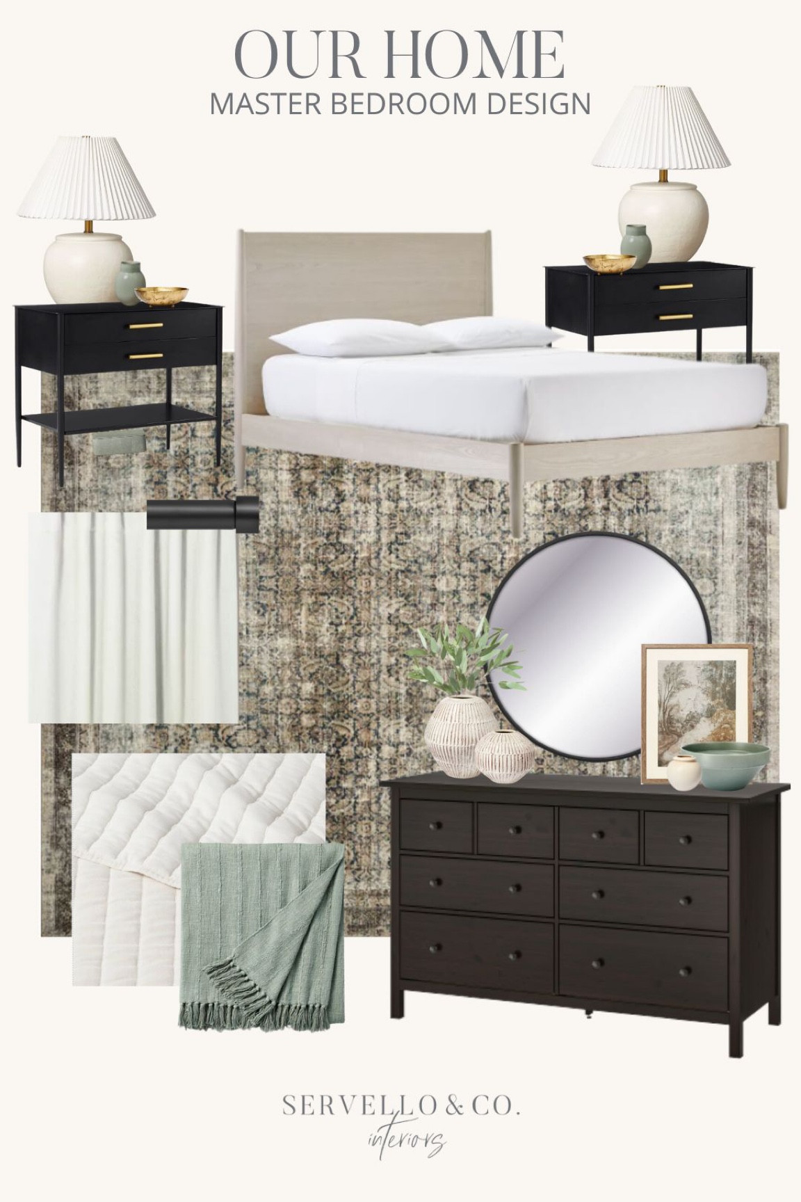 Here is our master bedroom design which includes an affordable target quilt, black nightstands, a Loloi rug and more 

#LTKsalealert #LTKhome #LTKCyberWeek