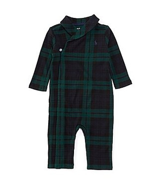 Ralph Lauren Baby Boys 3-24 Months Long Sleeve Shawl Collar Plaid Interlock Coverall - 6 Months | Dillard's