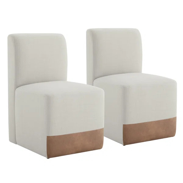 Bralan Polyester Blend Upholstered Back Dining Chair with Casters (Set of 2) | Wayfair North America