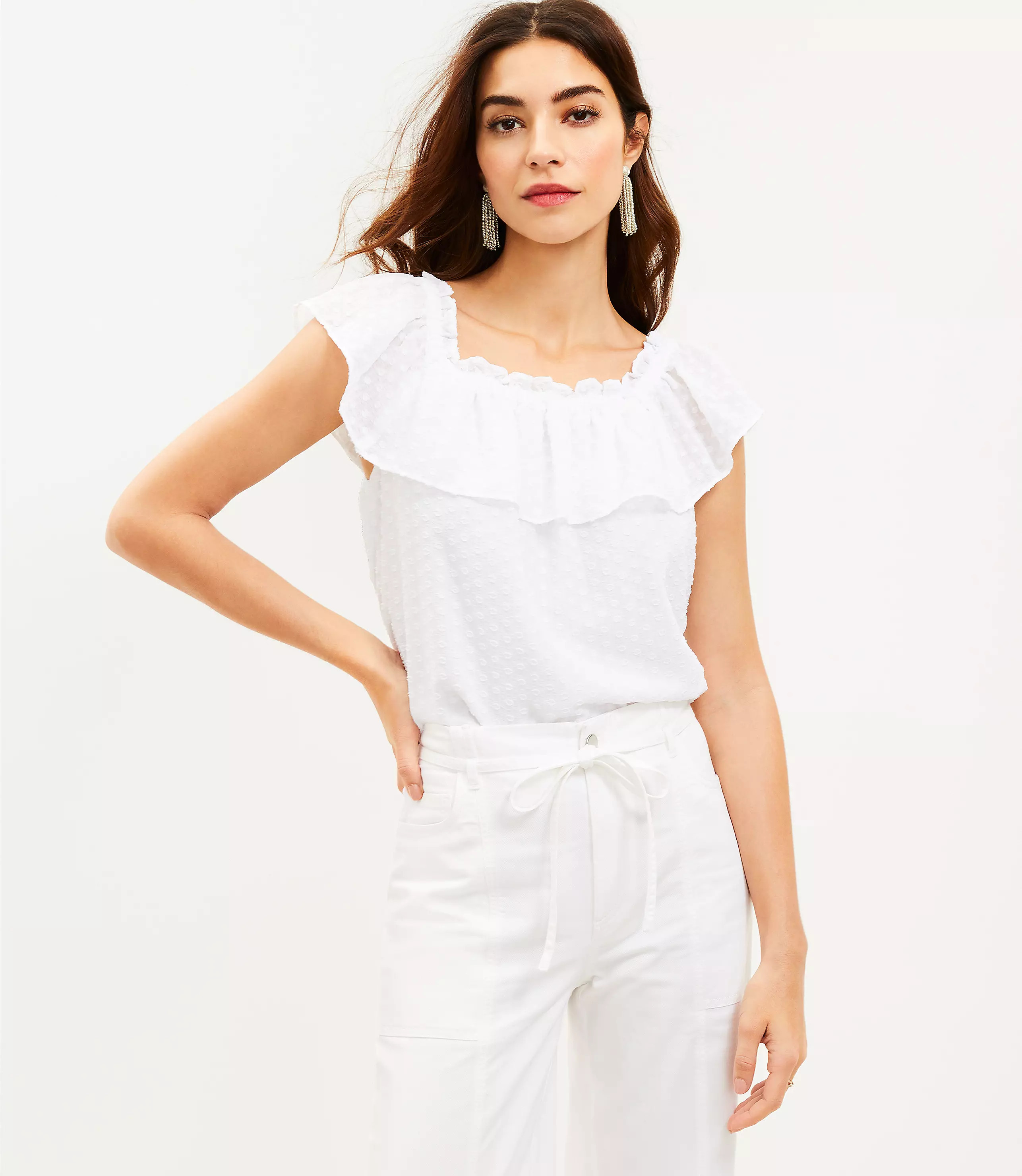 Clip Flutter Square Neck Shell | LOFT