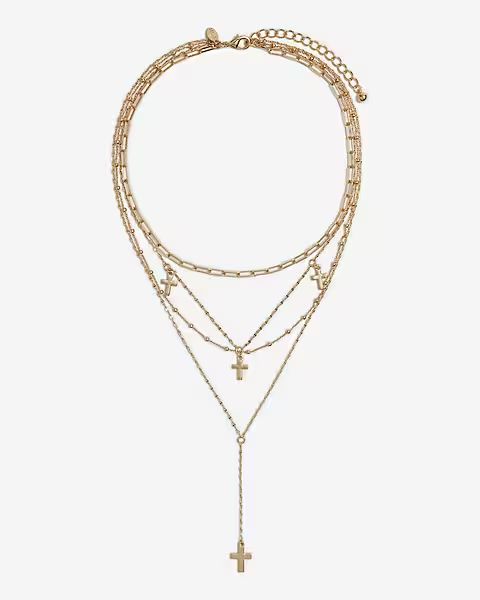 Layered Multi Chain Cross Y Necklace | Express