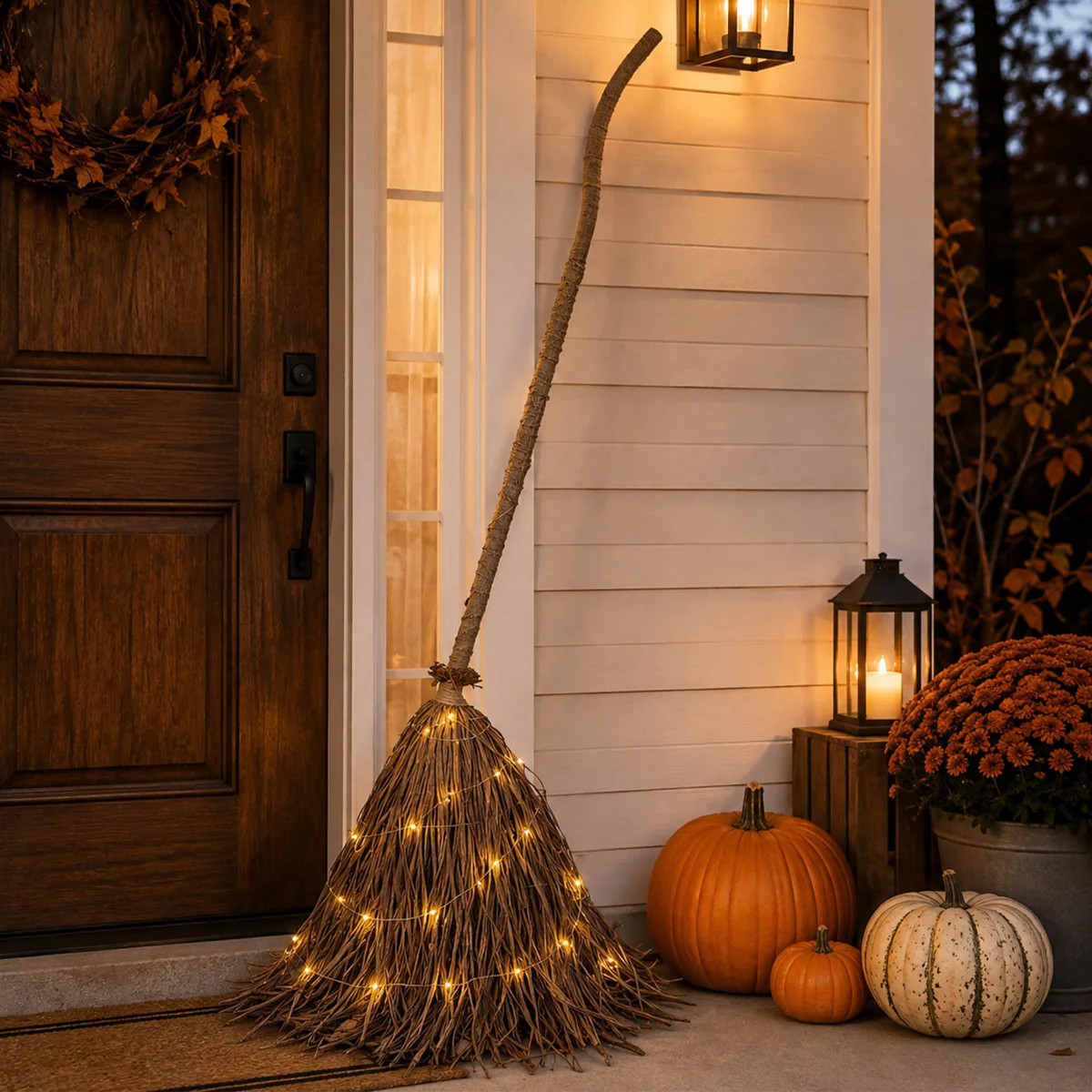 5.5 Ft Light Up Halloween Witches Broom Decoration | Wayfair North America