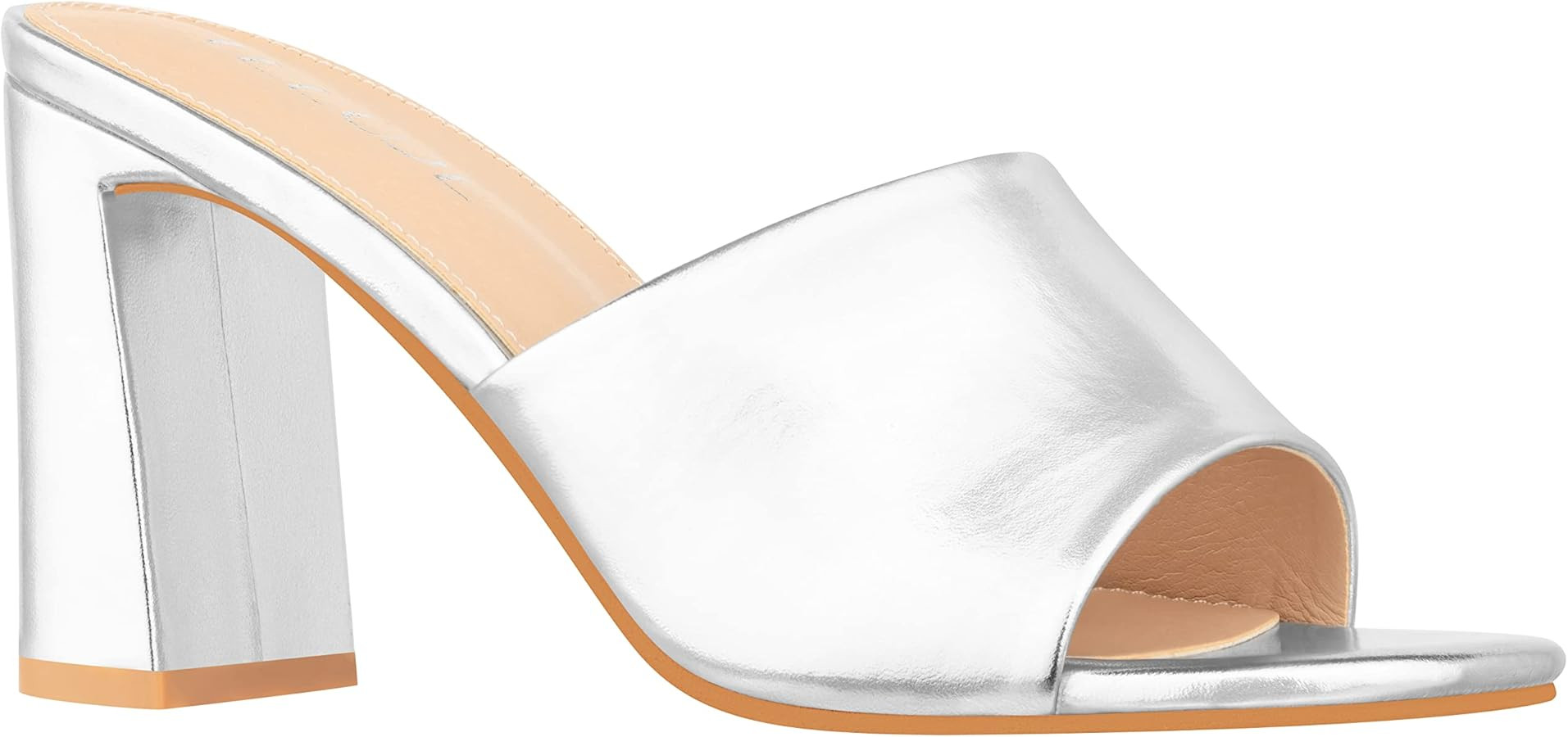 ILLUDE Women’s Block Heel Single Strap Square Toe Heeled Sandal Slip On Mule - Demi | Amazon (US)