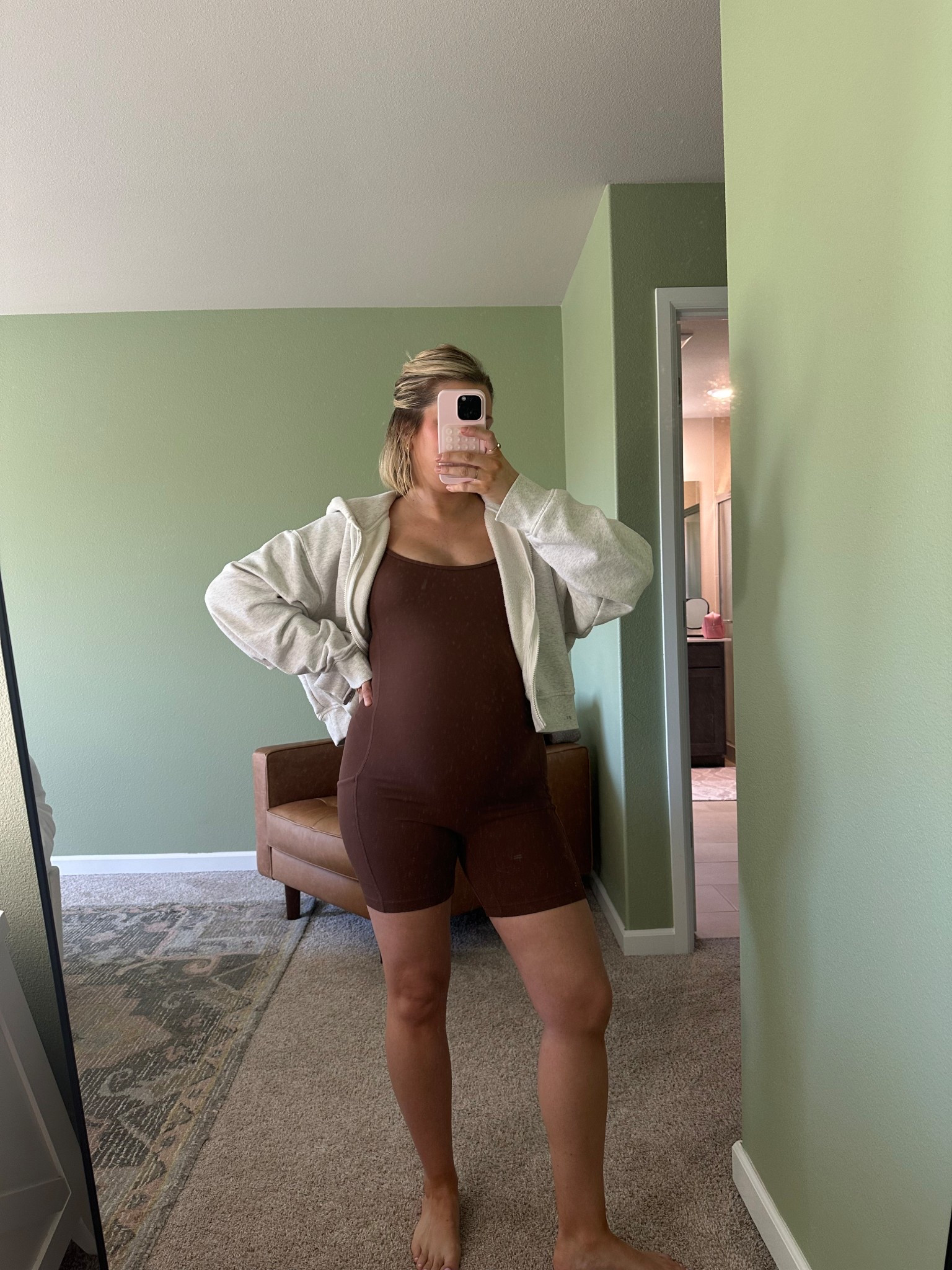 bump ootd 

Wearing a small in the bodysuit, XL in hoodie. Bodysuit is SO comfy and love that it has pockets 👏🏻

#LTKStyleTip #LTKActive #LTKBump