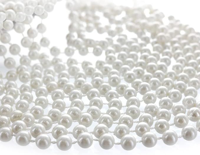 GIFTEXPRESSⓇ 12 PCS White Pearl Bead Necklaces Flapper Beads Party Accessory Party Favor | Amazon (US)