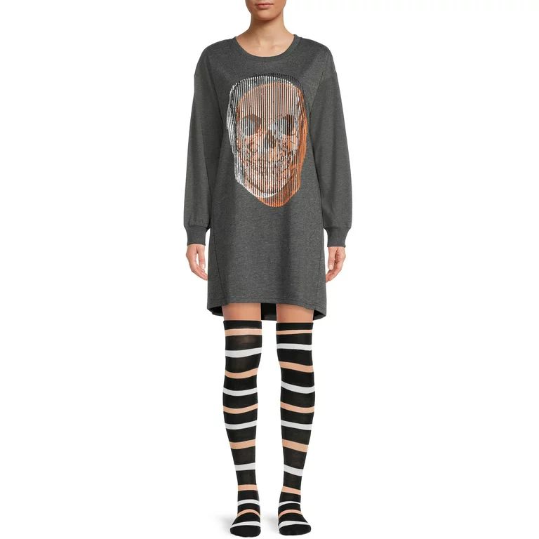 Halloween Women's and Women's Plus Skull Lounger Sleepshirt with Socks | Walmart (US)