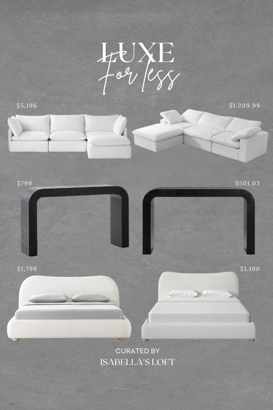 Luxe for Less

Media Console, Living Home Furniture, Bedroom Furniture, stand, cane bed, cane furniture, floor mirror, arched mirror, cabinet, home decor, modern decor, mid century modern, kitchen pendant lighting, unique lighting, Console Table, Restoration Hardware Inspired, ceiling lighting, black light, brass decor, black furniture, modern glam, entryway, living room, kitchen, bar stools, throw pillows, wall decor, accent chair, dining room, home decor, rug, coffee table

#LTKhome #LTKbump #LTKsalealert