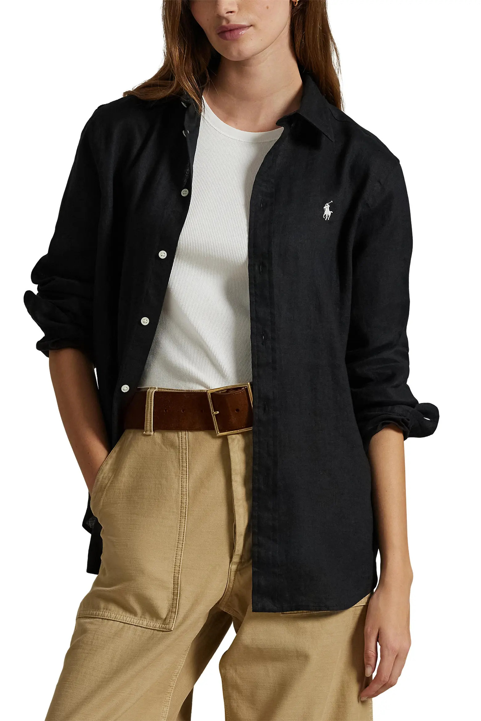 Polo Ralph Lauren Classic Fit Linen Button-Up Shirt (Women) | Nordstrom | Nordstrom