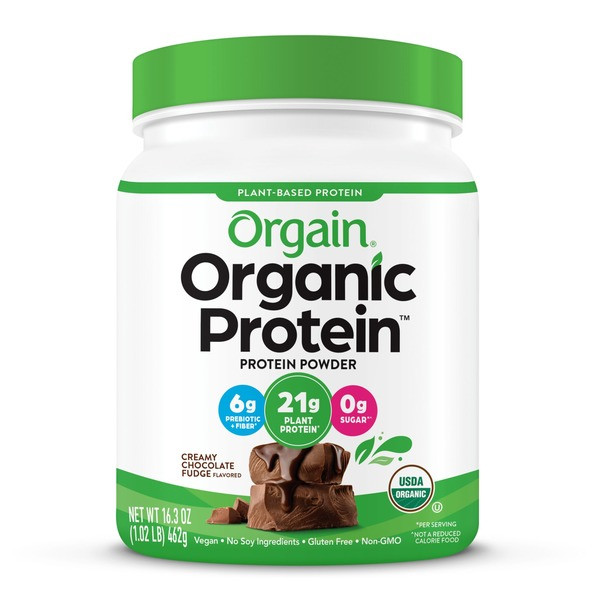 Orgain Organic Plant Based Protein Powder, Creamy Chocolate Fudge, 21g Protein, Vegan - 1.02 lb | Instacart