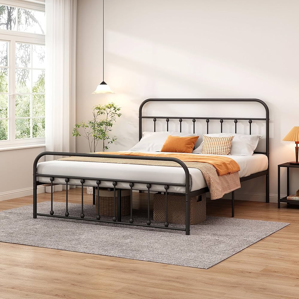 Classic Metal Platform Bed Frame with Heaboard and Footboard,Strong Steel Slats Support,No Box Sp... | Amazon (US)