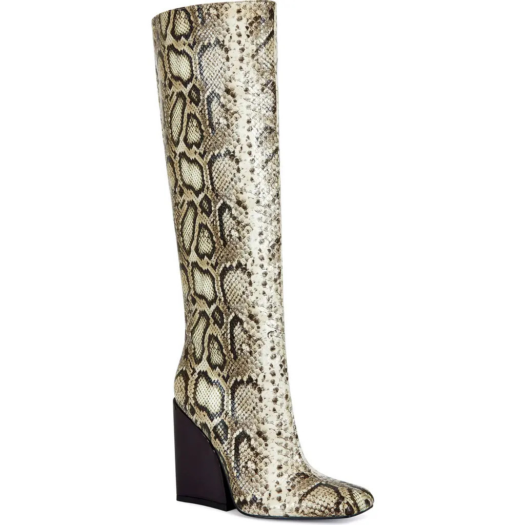 AZALEA WANG Evergreen Snakeskin Embossed Knee High Boot in Snake Multi at Nordstrom, Size 7 | Nordstrom