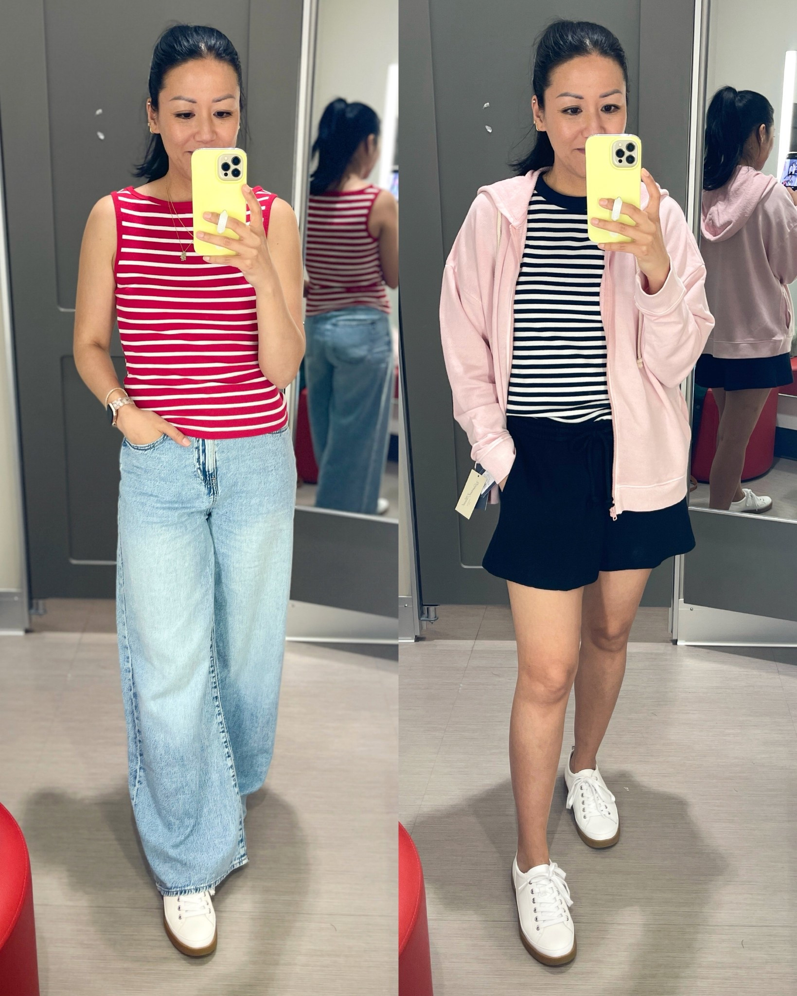 Size small striped tank
Size medium striped top (Old Navy)
Size XS jeans (removed the tie)
Size small French terry shorts
Size medium hoodie (didn’t have my size but small would also work)
Sneakers are true to size 


#LTKSeasonal #LTKFindsUnder50 #LTKSaleAlert