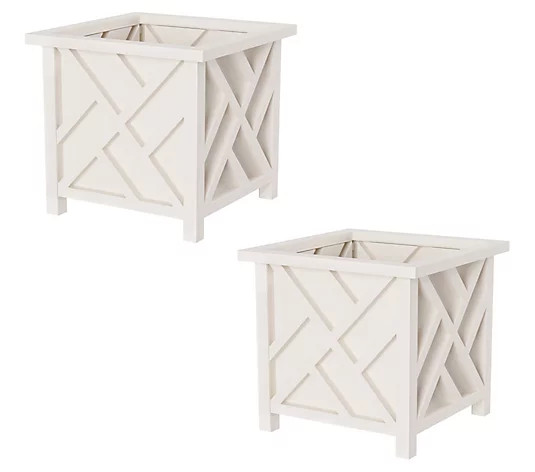 Pure Garden S/2 Lattice Design 15" Decorative Planters - QVC.com | QVC