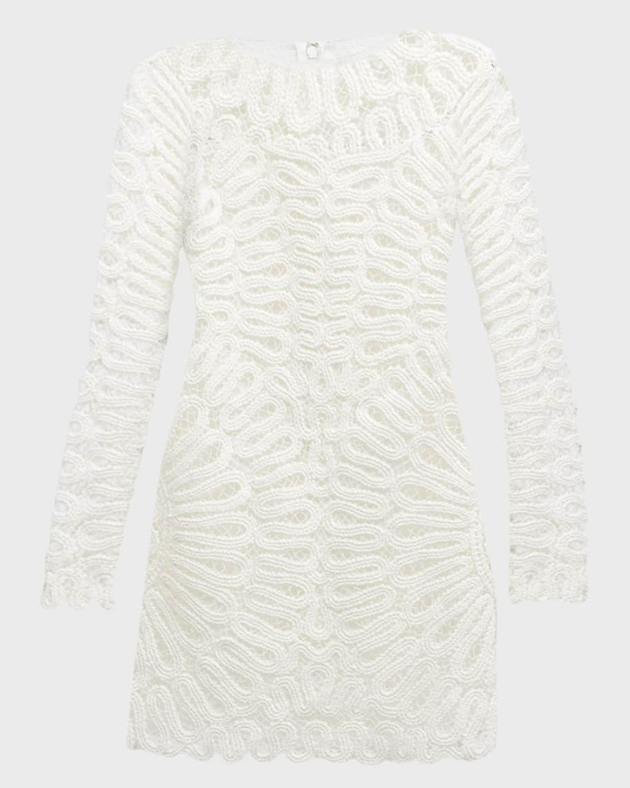 SIMKHAI Mccall Cage Crochet Mini Dress | Neiman Marcus