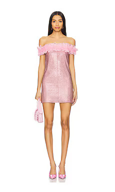 self-portrait x Christopher Kane Crystal Fishnet Mini Dress in Pink from Revolve.com | Revolve Clothing (Global)