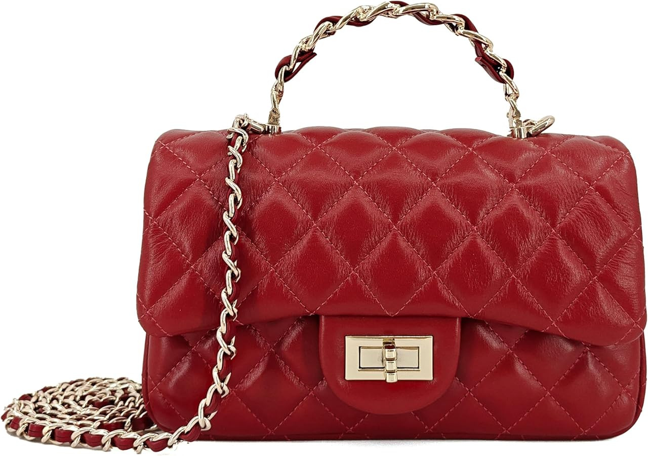 Small Quilted Crossbody Bags for Women, Soft Leather Shoulder Bag with Gold Chain Strap, Metal To... | Amazon (US)