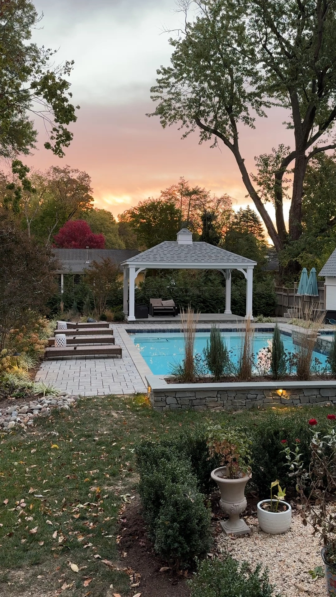 Sunrise over the pool in fall 🍁🍂

#LTKVideo #LTKHome #LTKSeasonal