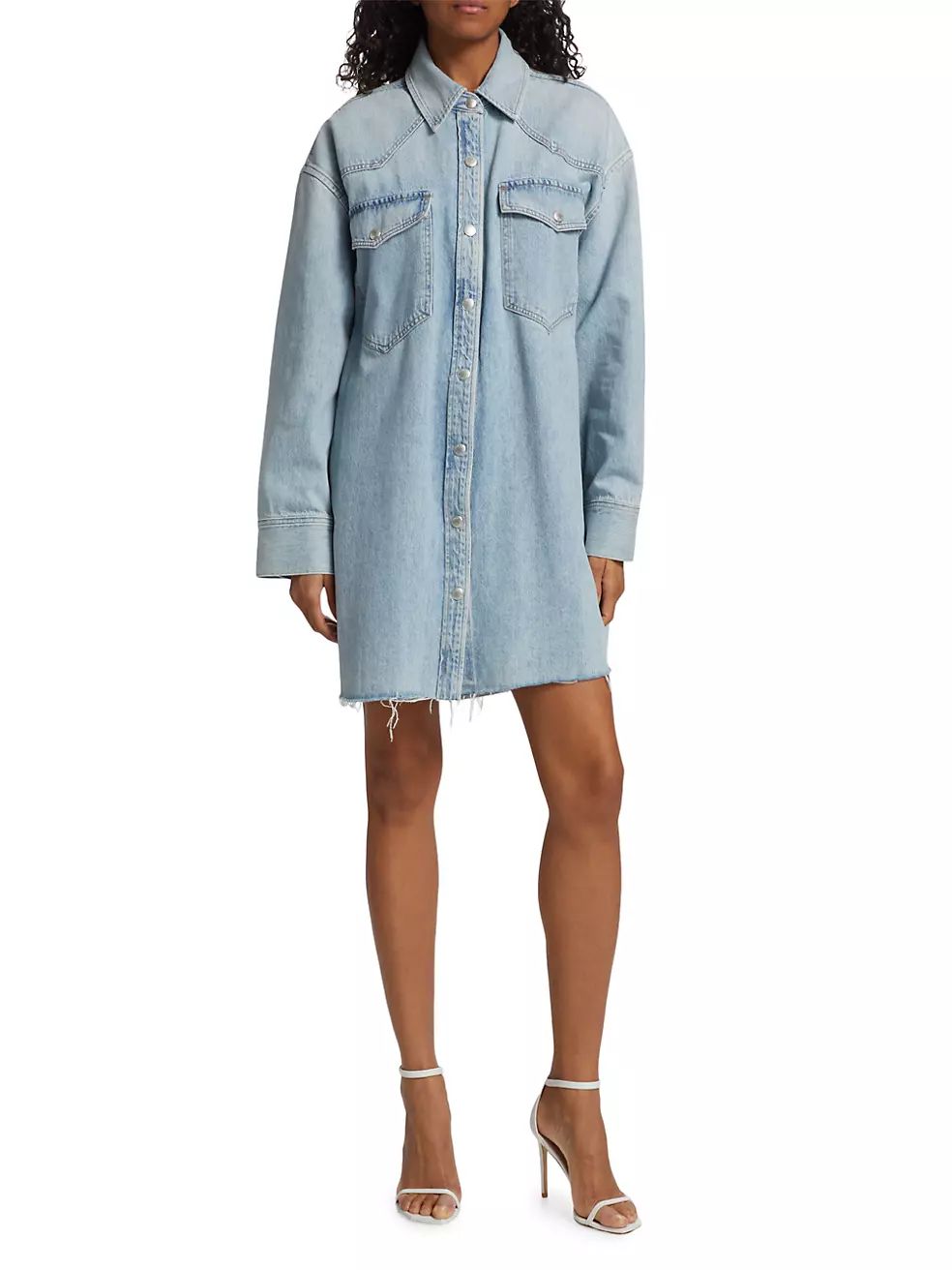 Jessa Denim Oversized Mini-Shirtdress | Saks Fifth Avenue